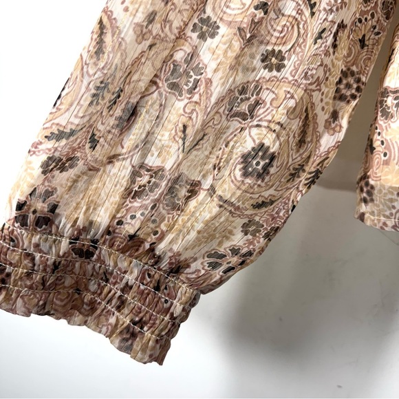 Loft Cream and Brown Floral Surplice Top NWT - Picture 5 of 12